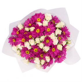  Ümraniye Çiçekçi Pembe Papatya & Beyazgül Buketi