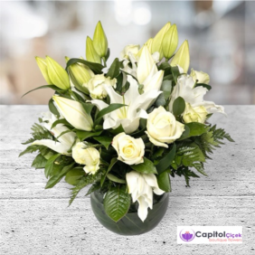  Ataşehir Çiçek Gönder Lilyum & Beyazgül Aranjmanı
